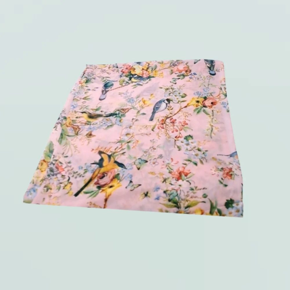 2 Chic ~ Pink Semi-transpatent Scarf with Colorful Birds and Flowers